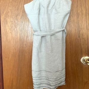 strapless silver/beige dress